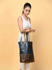 Blue Women's Leather Tote