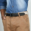 Cream & Black Braided Canvas Leather Belt