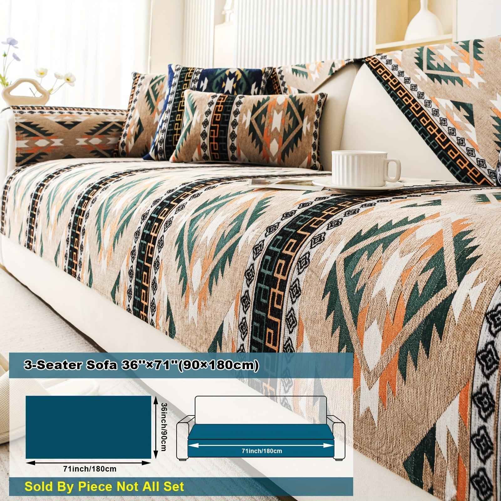 Boho Couch Cover - Chic Snow Chenille Sofa Slipcover