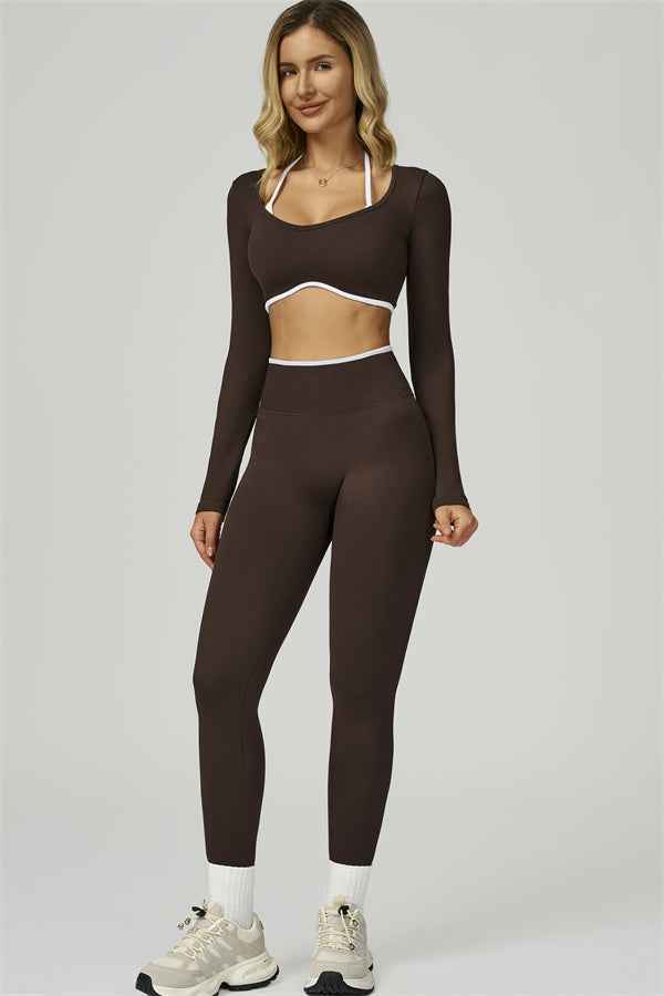 The Prime Line Long Sleeve Crop Top Leggings 2-Piece Set