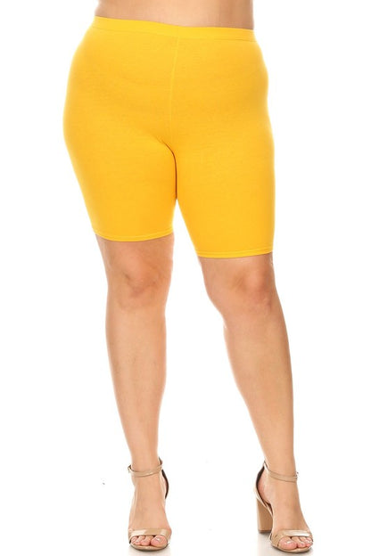 Solid high waist biker shorts -Plus Sized - Pikemla