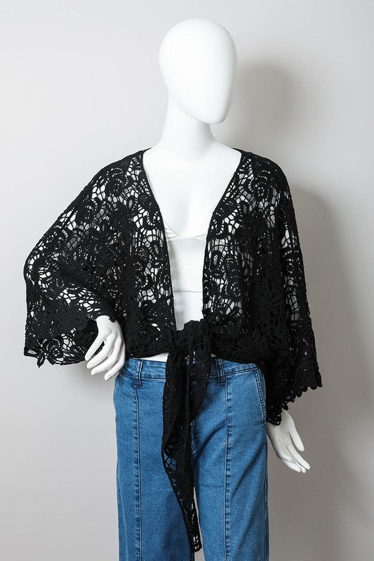 Crochet Floral Petal Kimono Wrap - Pikemla