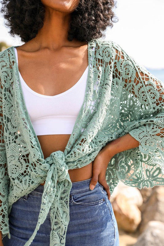 Crochet Floral Petal Kimono Wrap - Pikemla