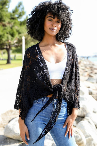 Crochet Floral Petal Kimono Wrap - Pikemla