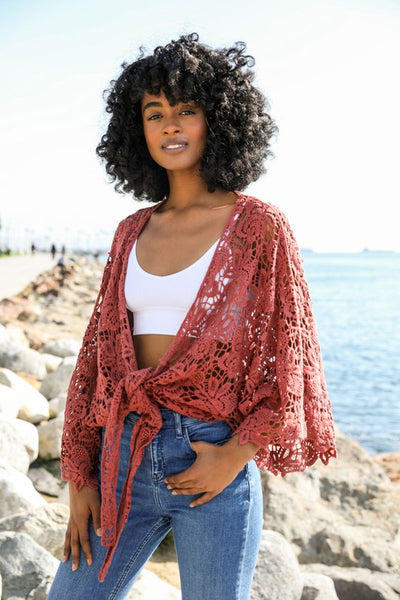 Crochet Floral Petal Kimono Wrap - Pikemla