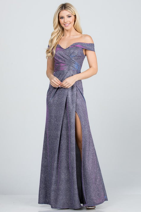 Off Shoulder Shimmering Gown - Pikemla