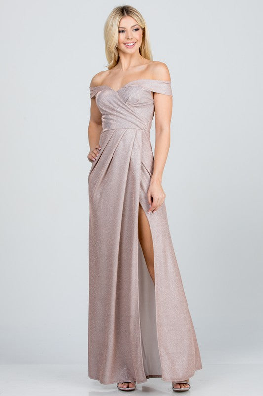 Off Shoulder Shimmering Gown - Pikemla