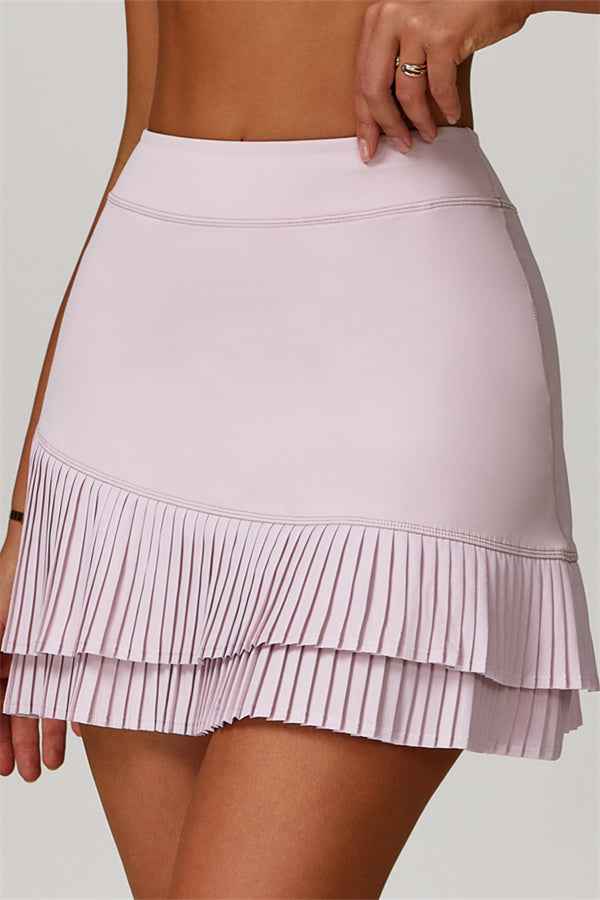 The Lavish Long Sleeve Cut-out Crop Top Tennis Skirt 2-Piece Set