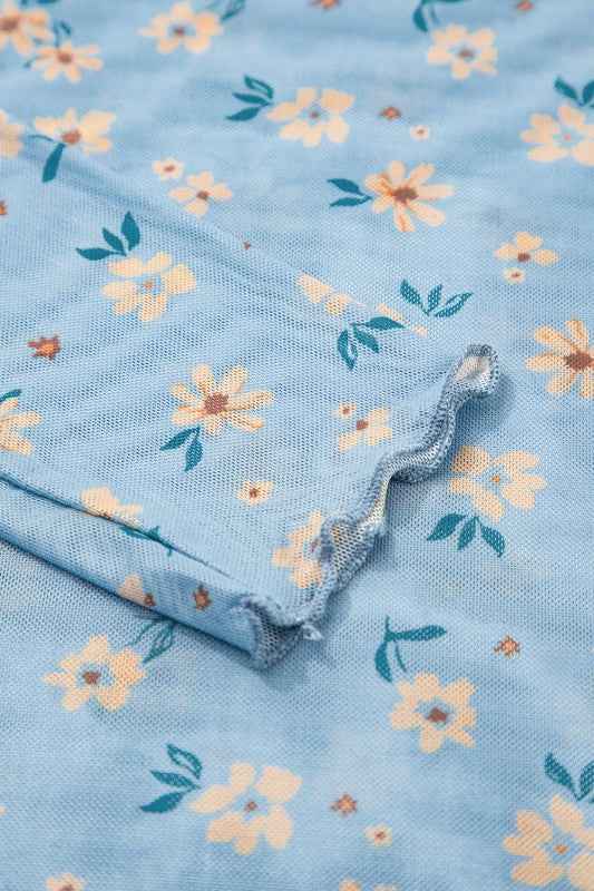 Floral Mesh Long Sleeve Top