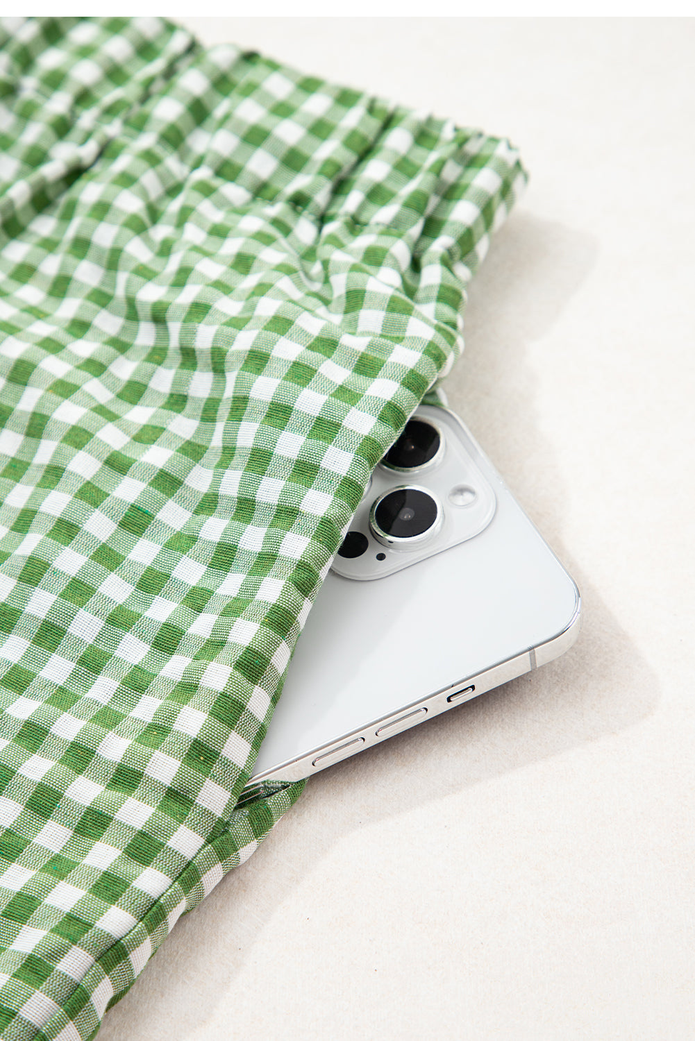 Black Gingham Printed High Waist Shorts - Pikemla