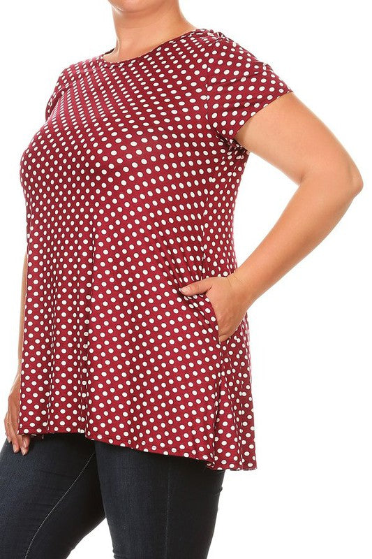 Polka Dot Tunic -Plus Size - Pikemla