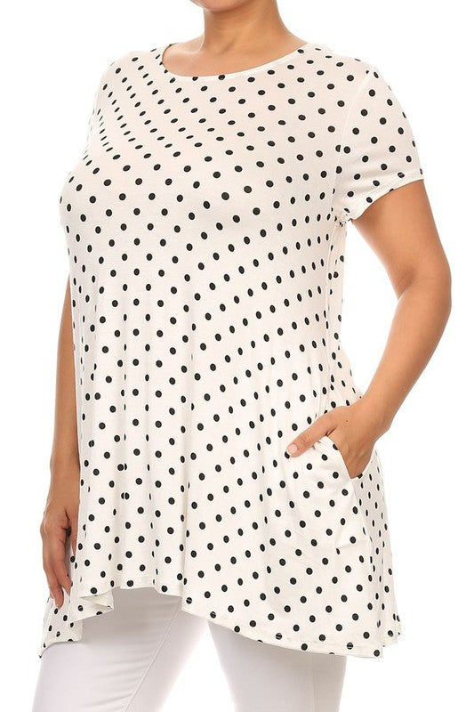 Polka Dot Tunic -Plus Size - Pikemla