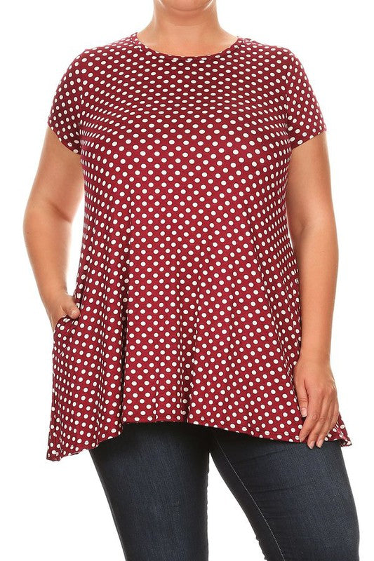 Polka Dot Tunic -Plus Size - Pikemla