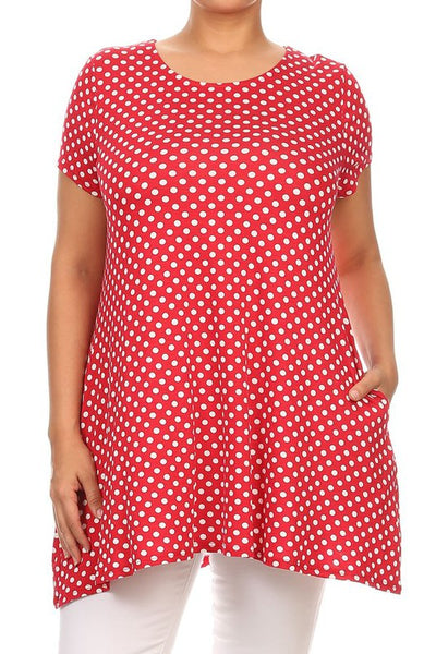 Polka Dot Tunic -Plus Size - Pikemla