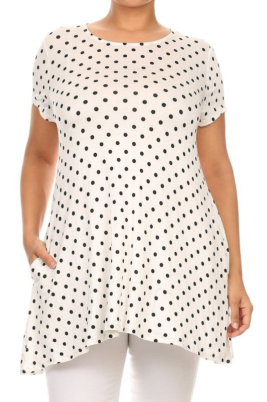 Polka Dot Tunic -Plus Size - Pikemla