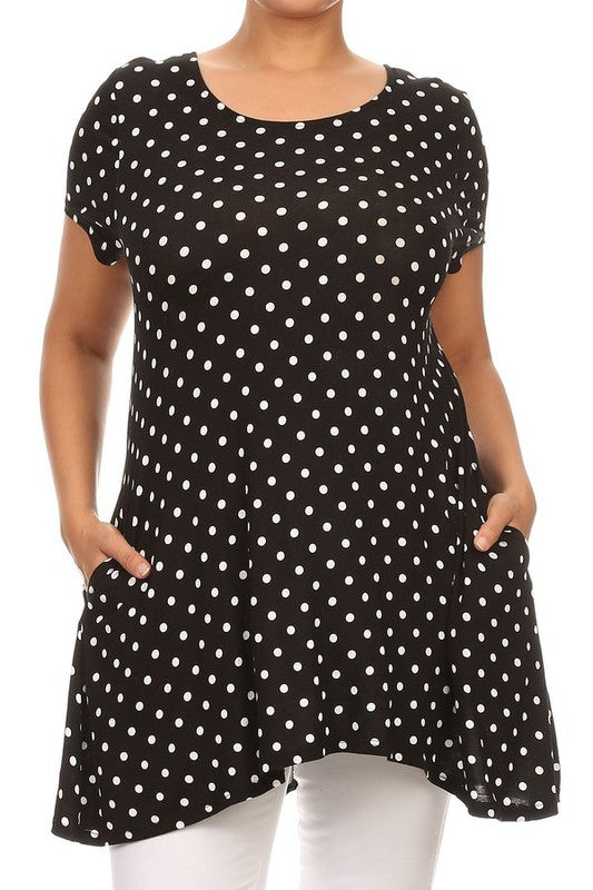 Polka Dot Tunic -Plus Size - Pikemla