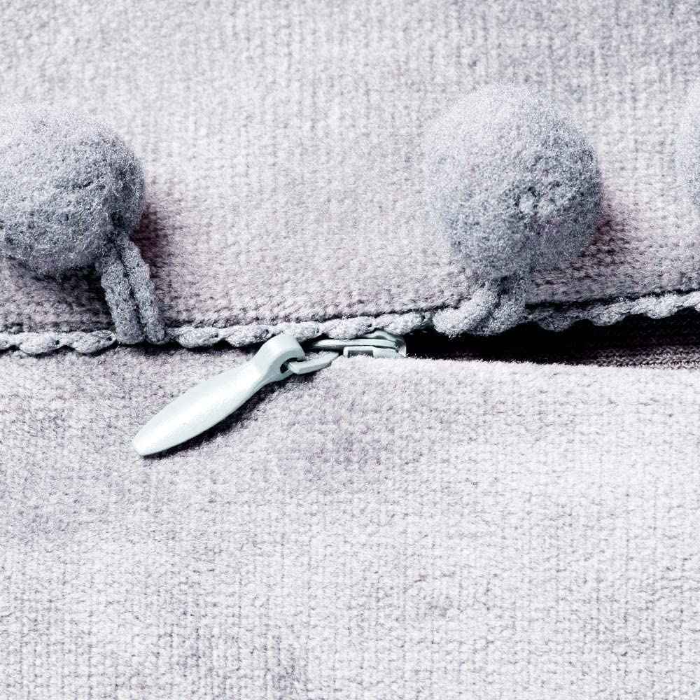 12''x20'' velvet pom-pom lumbar support throw pillow | 7 colors soft & playful ball trim design | chic lumbar & accent pillow | insert included