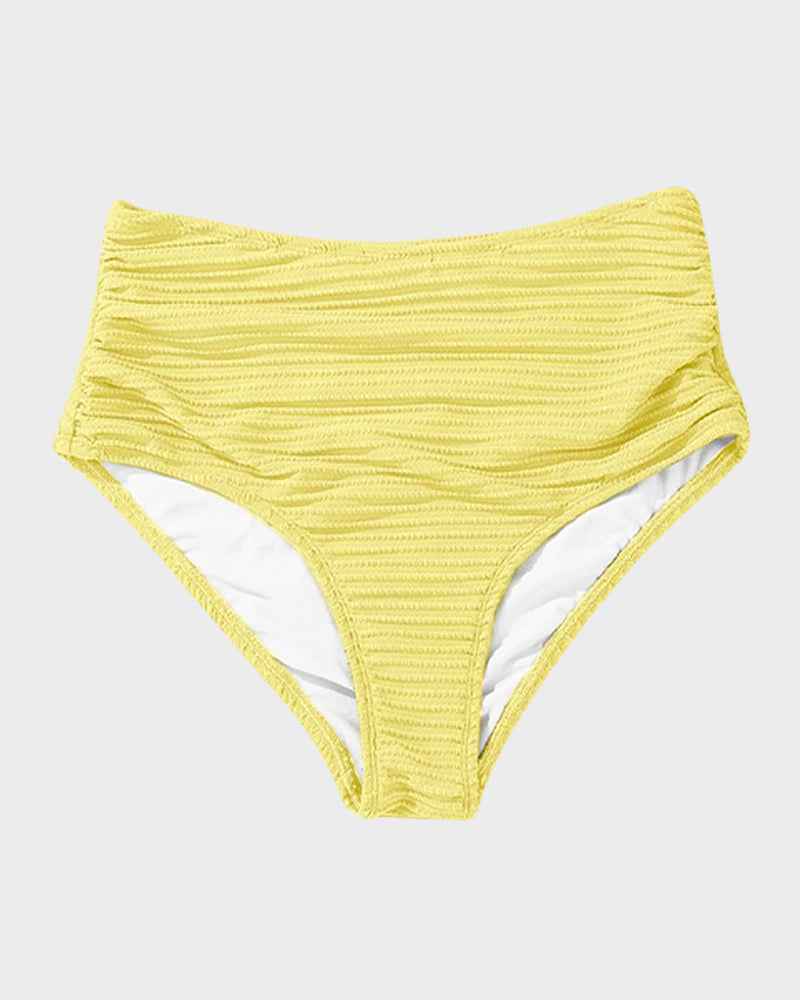 Textured Knot-Front High-Waisted Bikini Set
