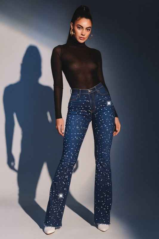Galaxy Glow Rhinestone Boot Cut Jean