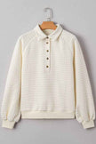 Pineapple Textured Half-Button Collared Sweatshirt