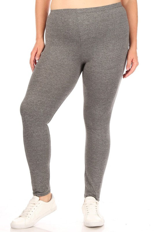 Plus Solid high rise Fitted leggings - Pikemla