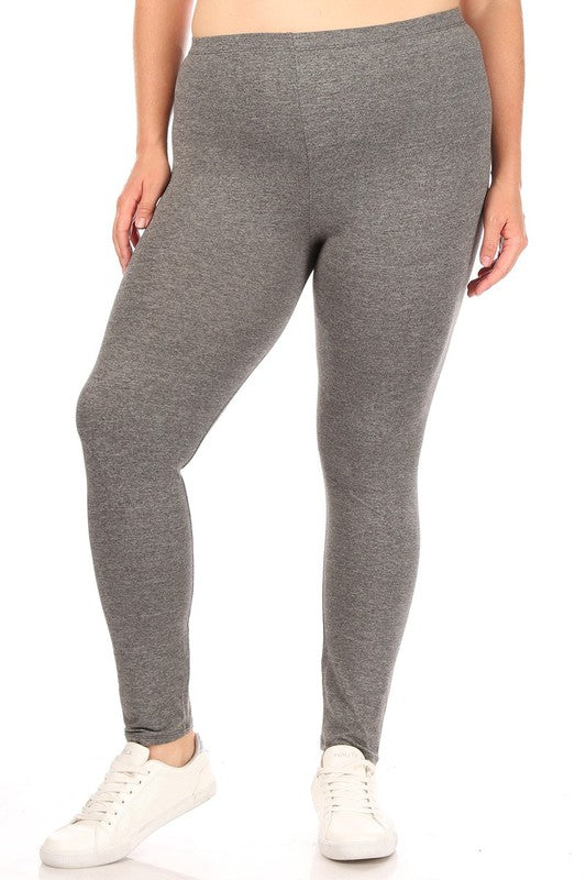 Solid high rise Fitted leggings -Plus Sized - Pikemla