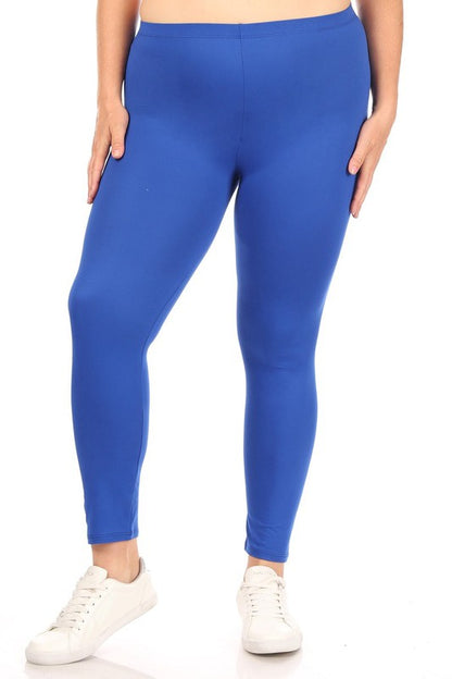 Solid high rise Fitted leggings -Plus Sized - Pikemla