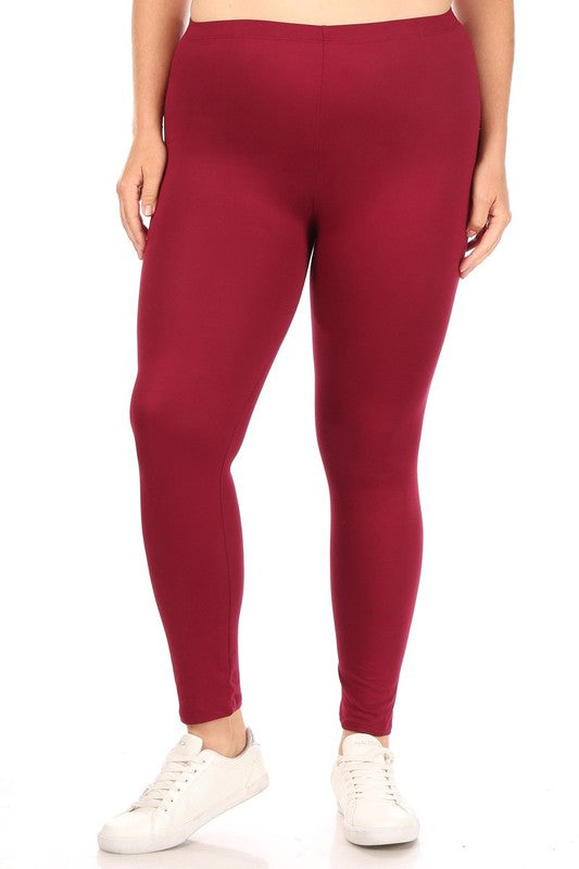 Solid high rise Fitted leggings -Plus Sized - Pikemla