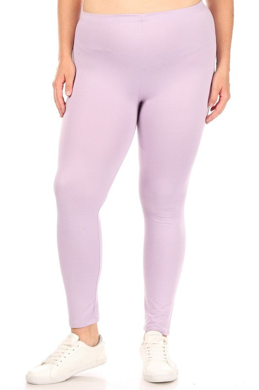 Solid high rise Fitted leggings -Plus Sized - Pikemla