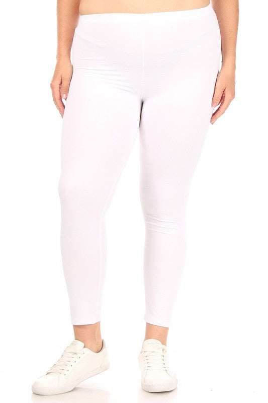 Solid high rise Fitted leggings -Plus Sized - Pikemla