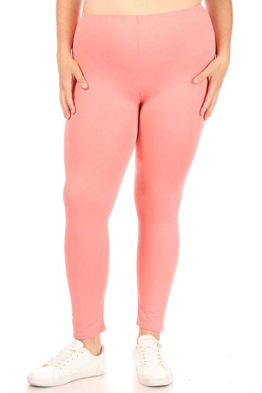 Solid high rise Fitted leggings -Plus Sized - Pikemla