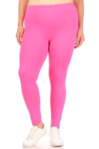 Solid high rise Fitted leggings -Plus Sized - Pikemla