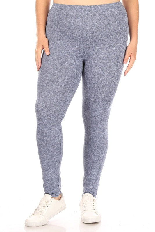 Solid high rise Fitted leggings -Plus Sized - Pikemla