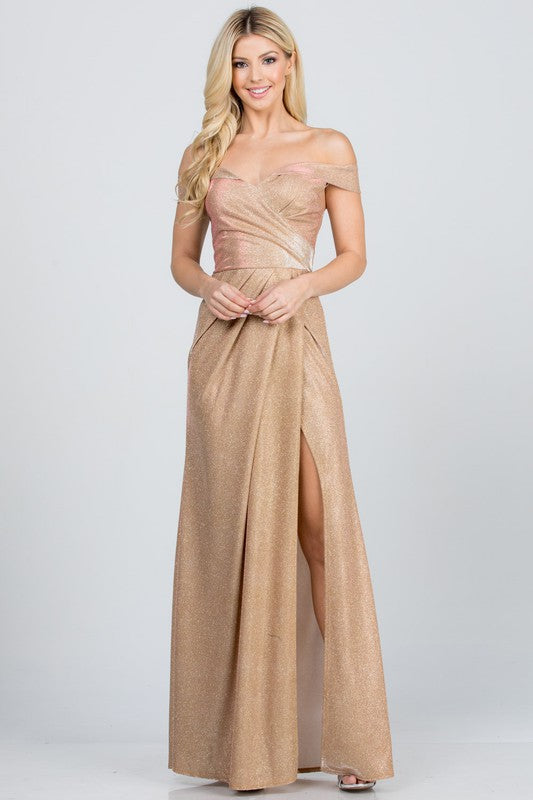 Off Shoulder Shimmering Gown - Pikemla