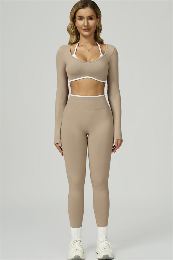 The Prime Line Long Sleeve Crop Top Leggings 2-Piece Set