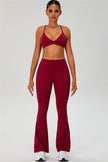 The Ember Sports Bra Crop Top Flared Leggings 3-Piece Set