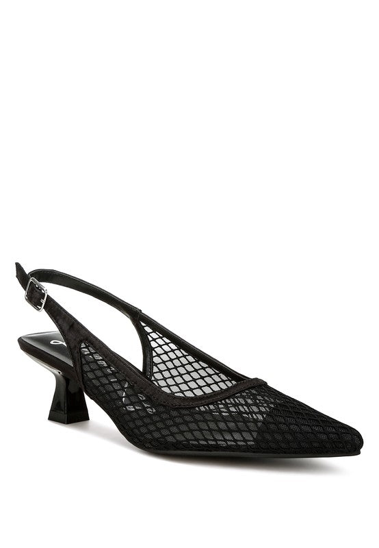 Kiev Mesh Pin Buckle Pointed Mules - Pikemla