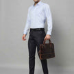 Modernist Leather Laptop Bag-Dark Brown