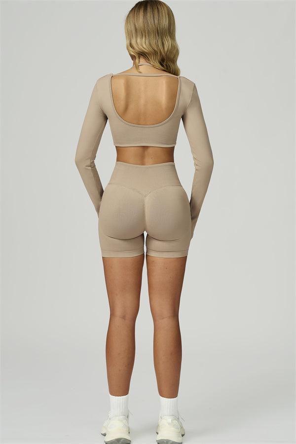The Prime Long Sleeve Crop Top Shorts 2-Piece Set
