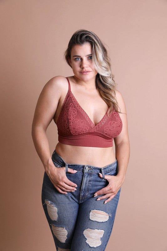 Plus Size Waistband Loop Lace Brami - Pikemla