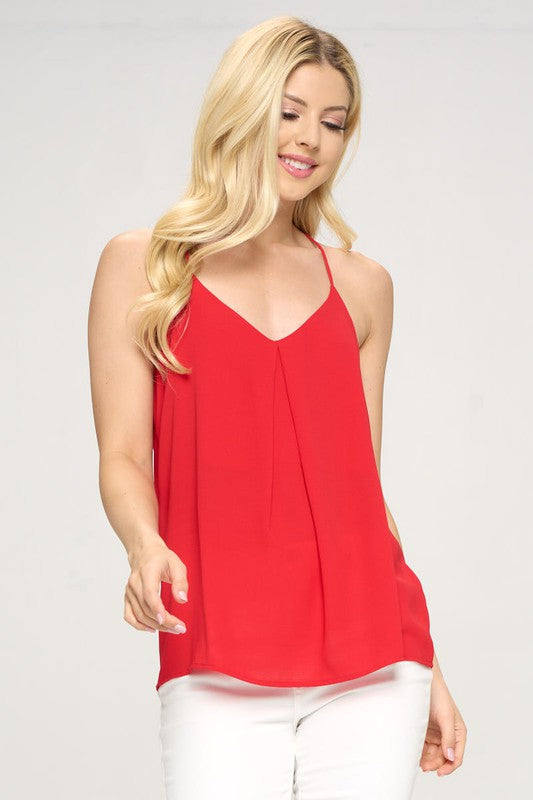 Solid V neck Racerback Top - Pikemla