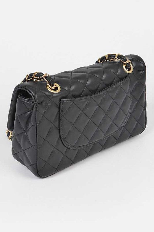 Quilted Turn Lock Convertible Shoulder Bag - Pikemla