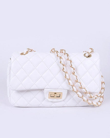 Quilted Turn Lock Convertible Shoulder Bag - Pikemla