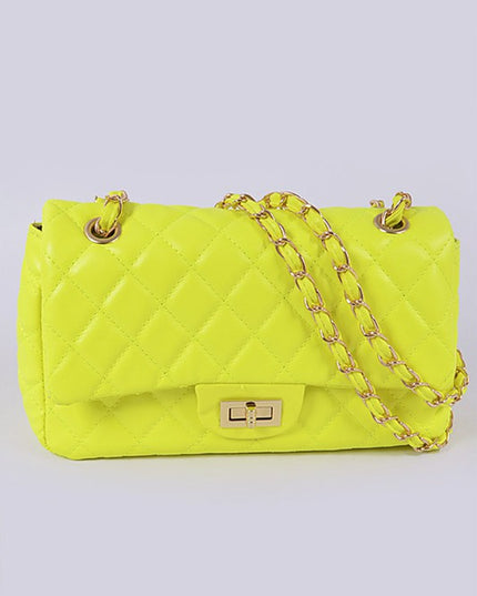 Quilted Turn Lock Convertible Shoulder Bag - Pikemla