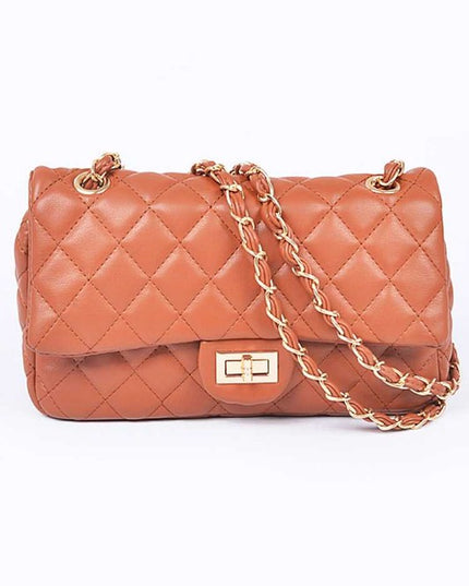 Quilted Turn Lock Convertible Shoulder Bag - Pikemla