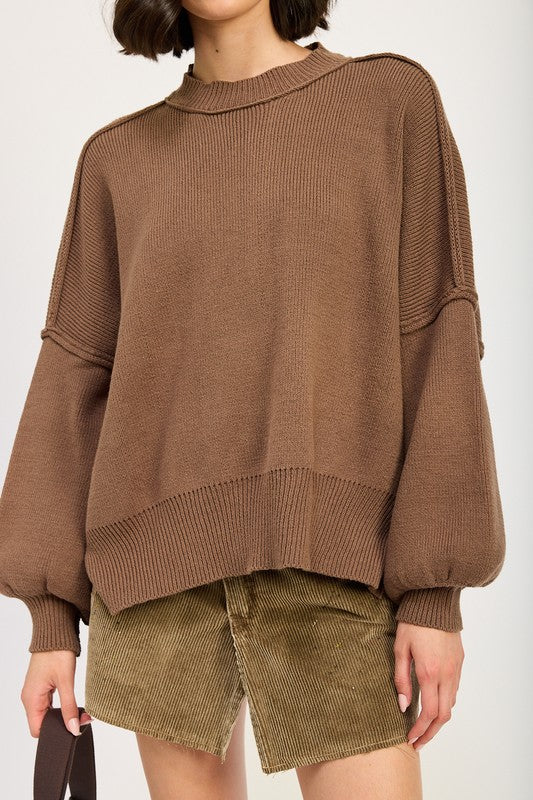 OVER FITTED LONG SLEEVE SWEATER TOP