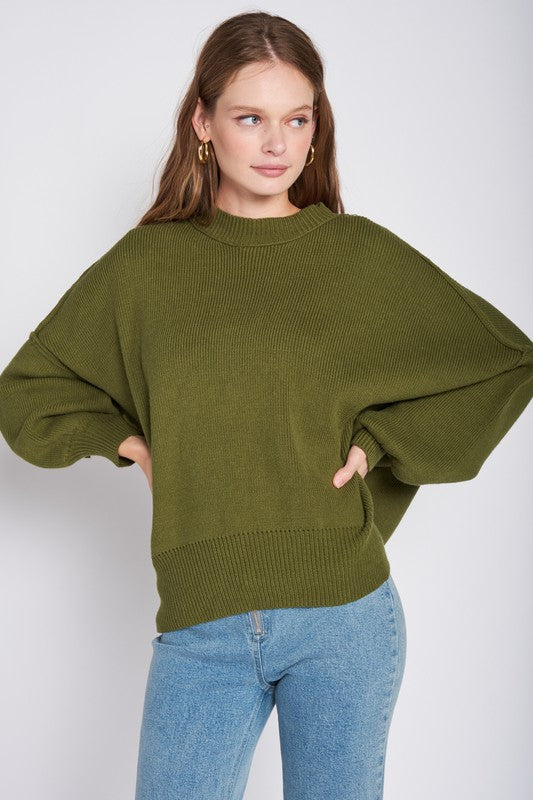 OVER FITTED LONG SLEEVE SWEATER TOP