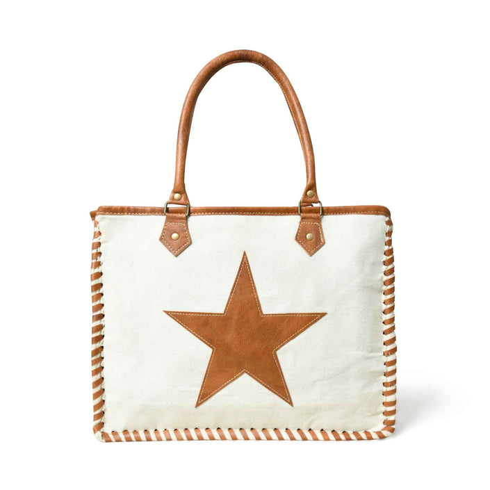 Star Upcycled Canvas Shoulder Tote