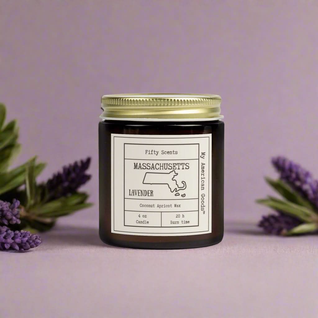 Massachusetts - Lavender Scented Candle - Coconut Apricot Wax