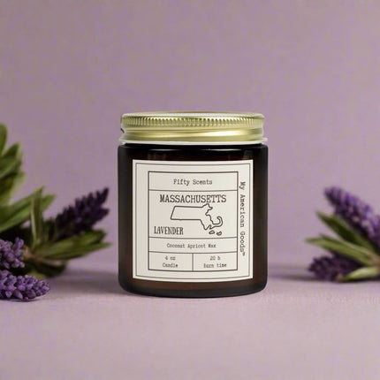 Massachusetts - Lavender Scented Candle - Coconut Apricot Wax